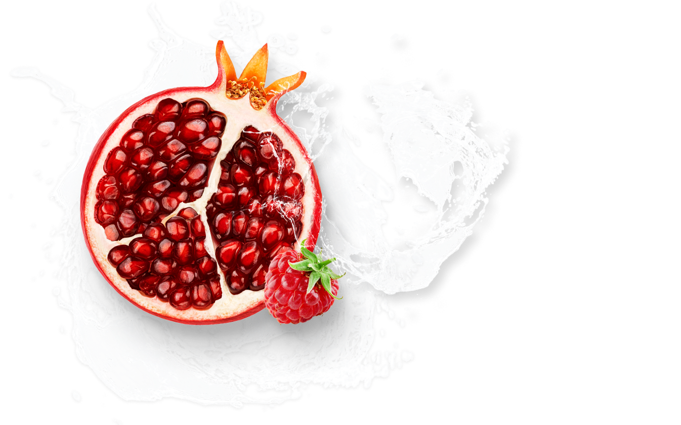 A juicy explosion of pomegranate and raspberry